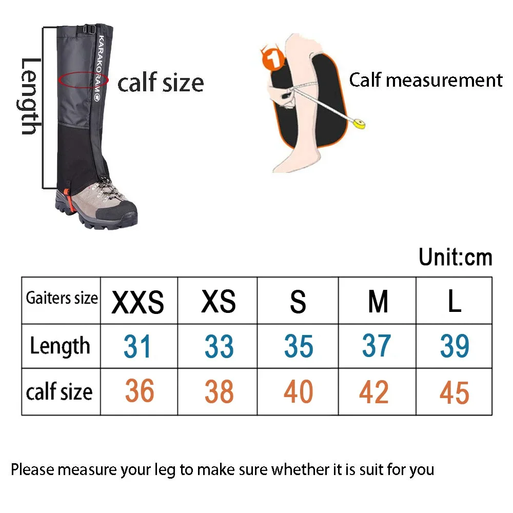 Waterproof Snow Leg Gaiters Hiking Boot Legging Shoes Warmer Snake Shoe Cover Tourist Outdoor Camping Trekking Climbing Hunting