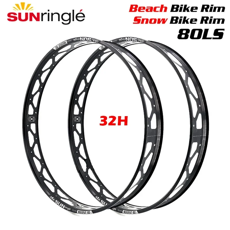 Sunringle bicycle rim 80LS Rims Beach Bike Snow Bike Wheel 26/27.5 Inch 32H Hoops Width Aluminium Rims