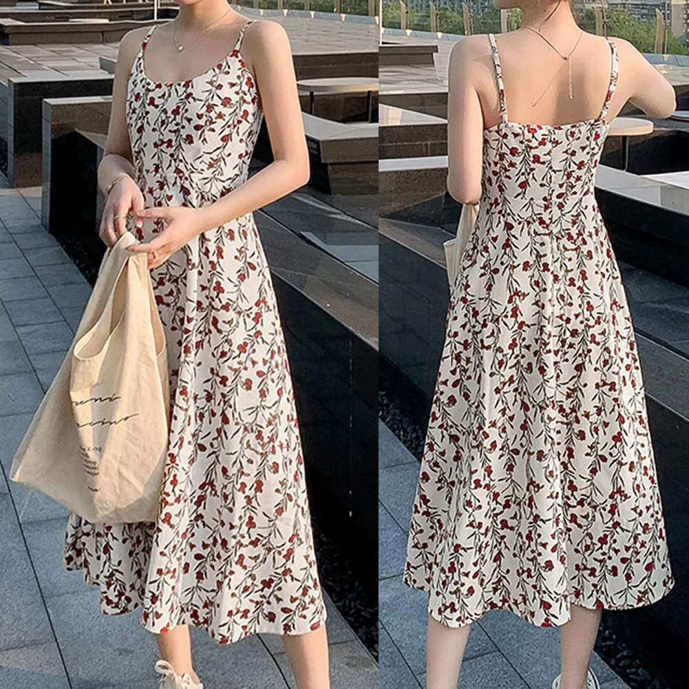 Dresses Summer Women\'s New Fashion Retro Print Sling Tube Top Holiday Women Street Dress Chic-And Elegant Young Dress