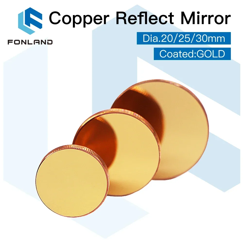 3pcs Fonland Copper Reflect Mirror Diameter 18 19 20 25 30mm 1 Pcs Cu Laser Mirror For Co2 Laser Cutting and Engraving Machine