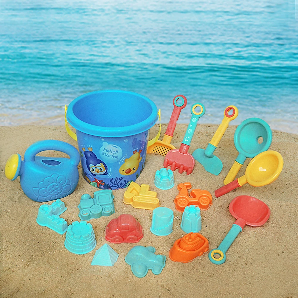 20Pcs Beach Toys Set Summer Outdoor Games Sand Play Plastic Bucket Watering Bottle Shovels Kids Beach Water Game Toys Tools Gift