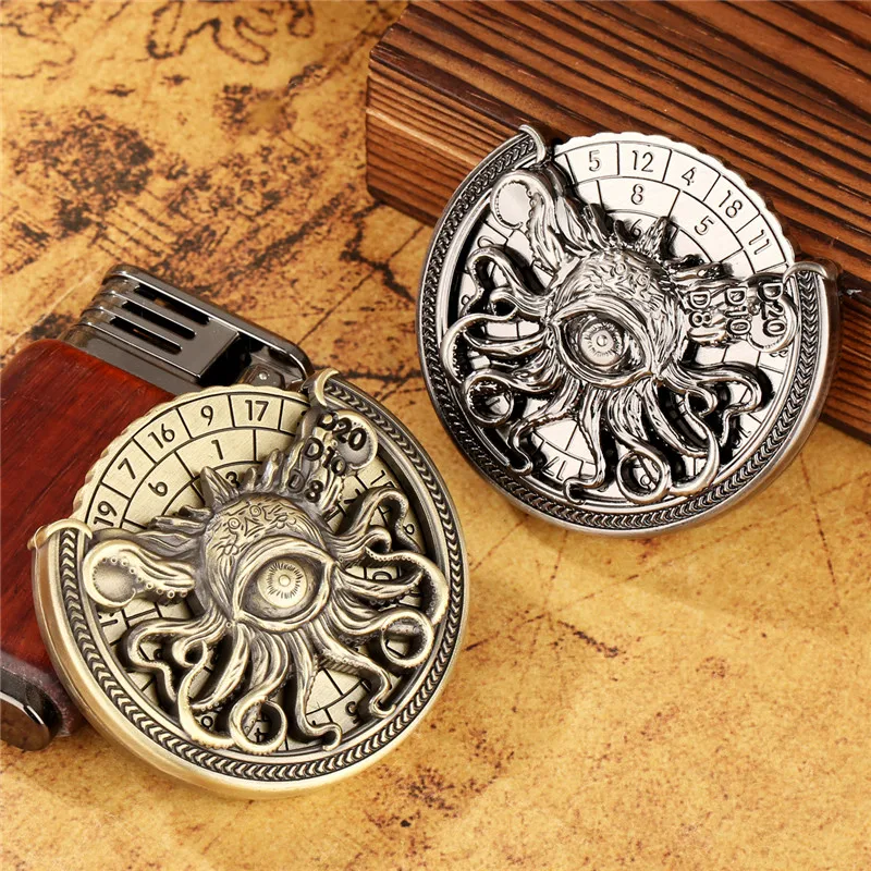 

7-in-1 Metallic Dice Spinner One-Eyed Octopus Roulette Dice Wheel for Table Board Role Play Gaming Portable Holder Dragon Box