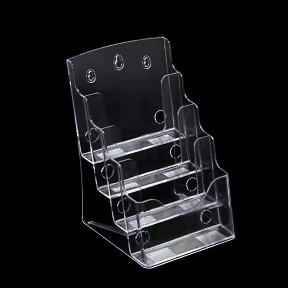 

A4/A5/A6 Clear Flyers Display Stand 2/3/4 Layers Hanging Hole Acrylic Magazine Organizers Large Opening Stable Base