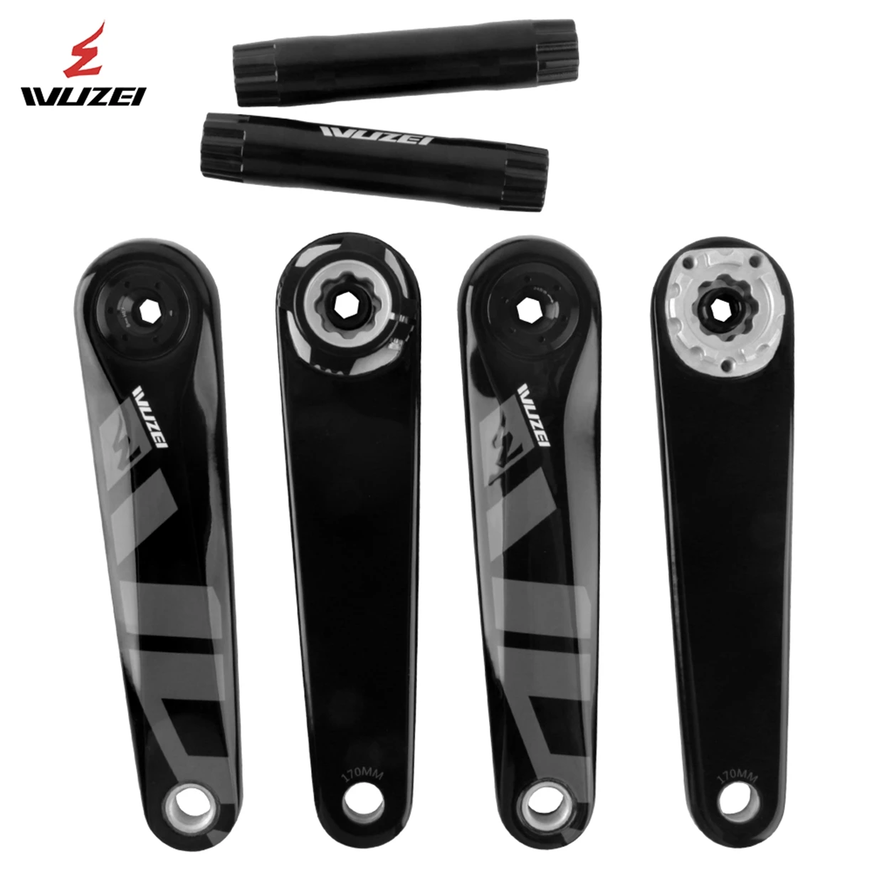 WUZEI Rennrad-Kurbelgarnitur aus Carbonfaser, Faltbare Fahrradkurbel, 24mm Achse, Extra Leichtes Speedbike-Kettenblatt für Sram und Shimano