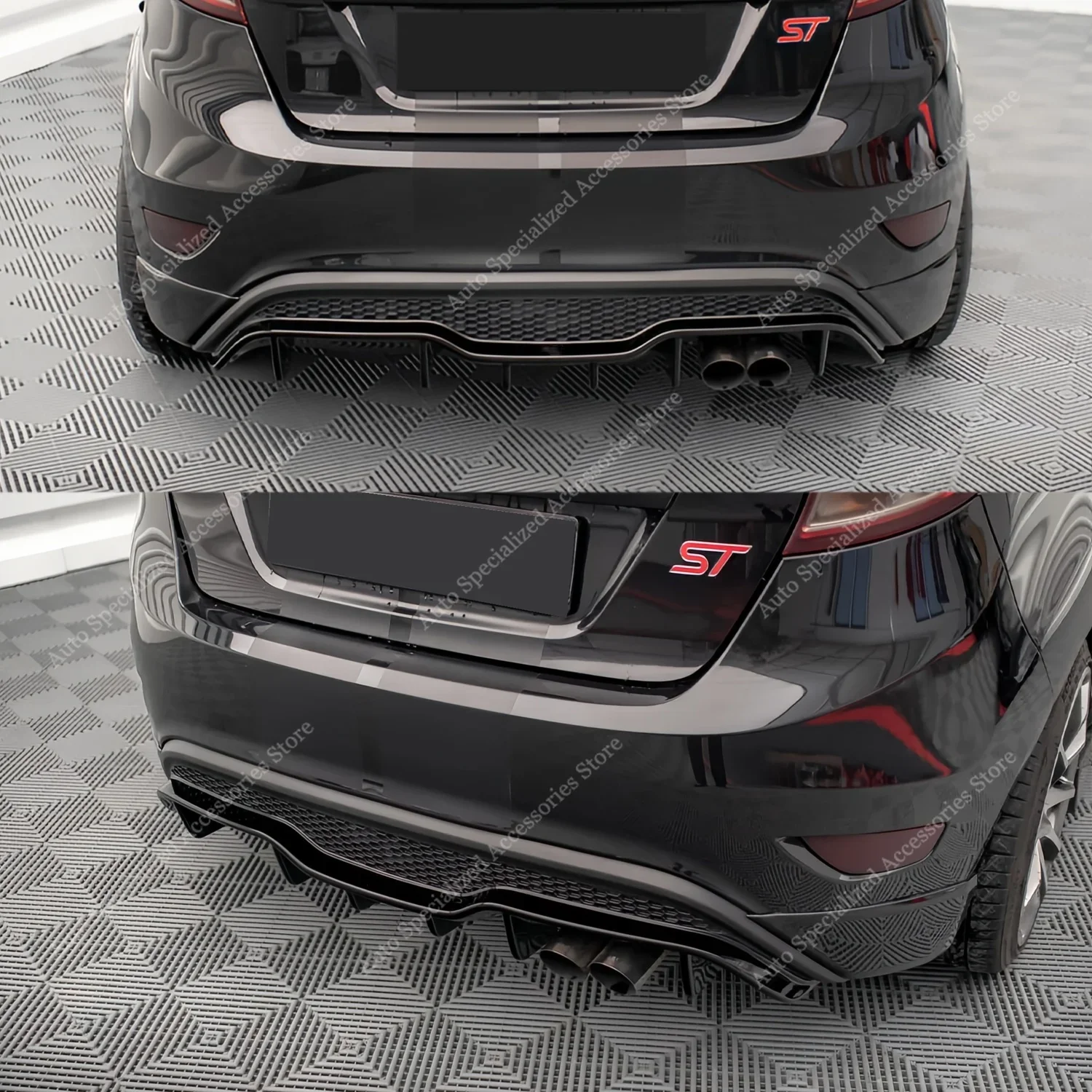 

Maxton Style For Ford Fiesta MK7 ST 3-Door Hatchback 2013 2014 2015 2016 2017 Facelift Gloss Black ABS Rear Diffuser Tuning