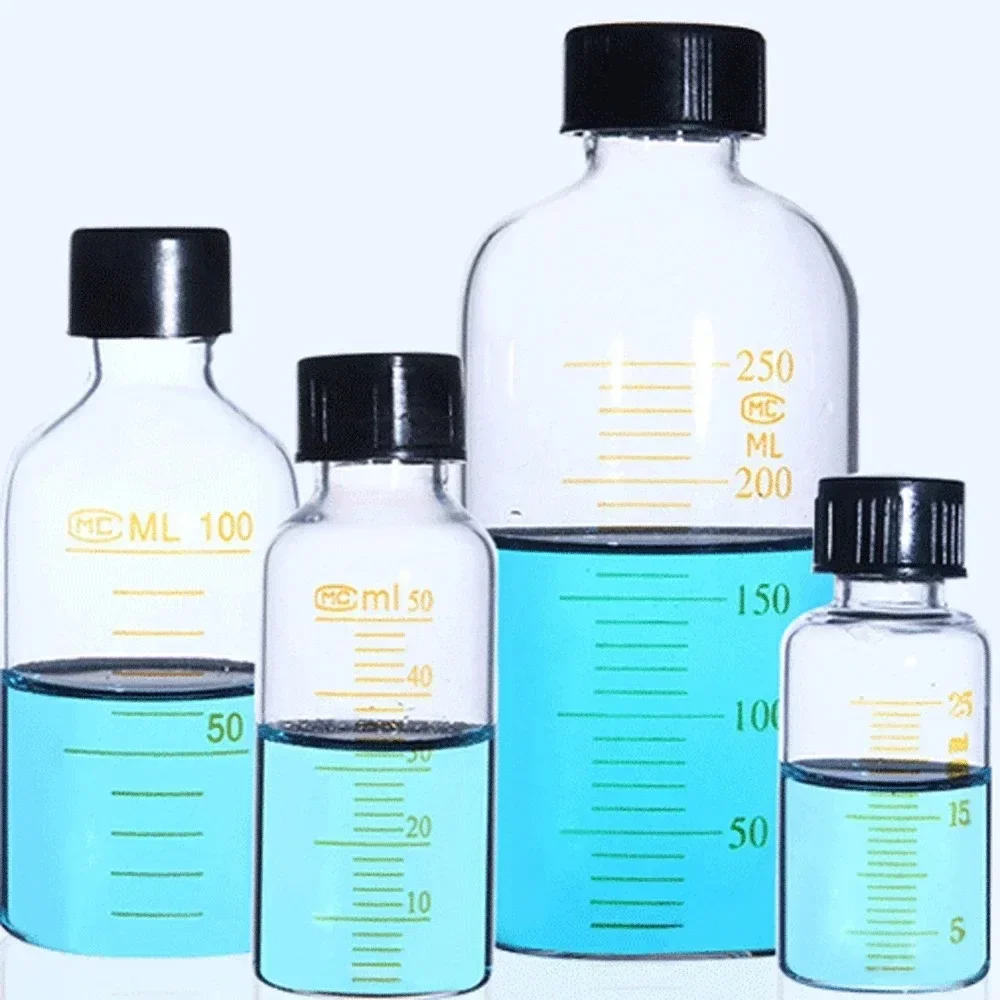 10 25 50 100 150 200 250 500ml Glass Scale Line Reagent Sample Serum Bottle Labrotary Glassware Chemical Experiment