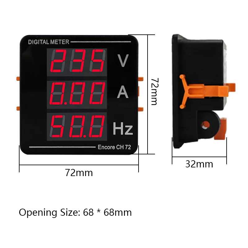 LED Digital Display Multifunctional Detection Meter Voltmeter Ammeter Frequency Meter Measuring Instrument 72mm AC