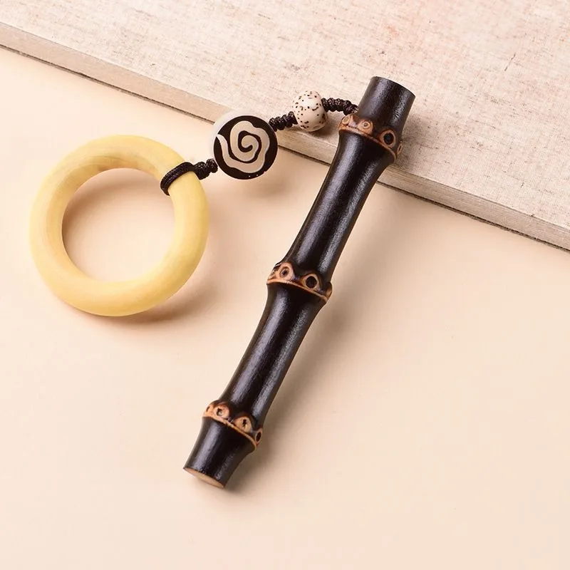 Natural Bamboo Solid Joints Carving Ornament Wenwan Jade Handpiece Collectible Home Decor Auto Hanging Charm Gift for Men Women