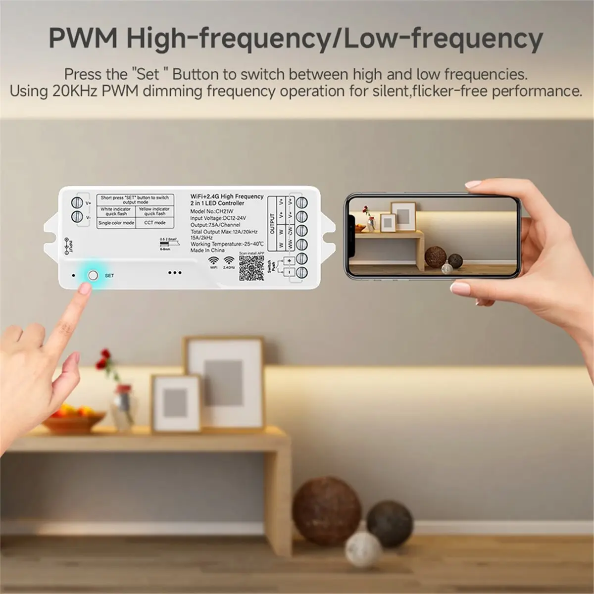 【COUNTDOWN DEAL】 High Frequency PWM Controller Wifi Alexa Tuya Google Assistance 2 in 1 Single Color LED Strip Controller