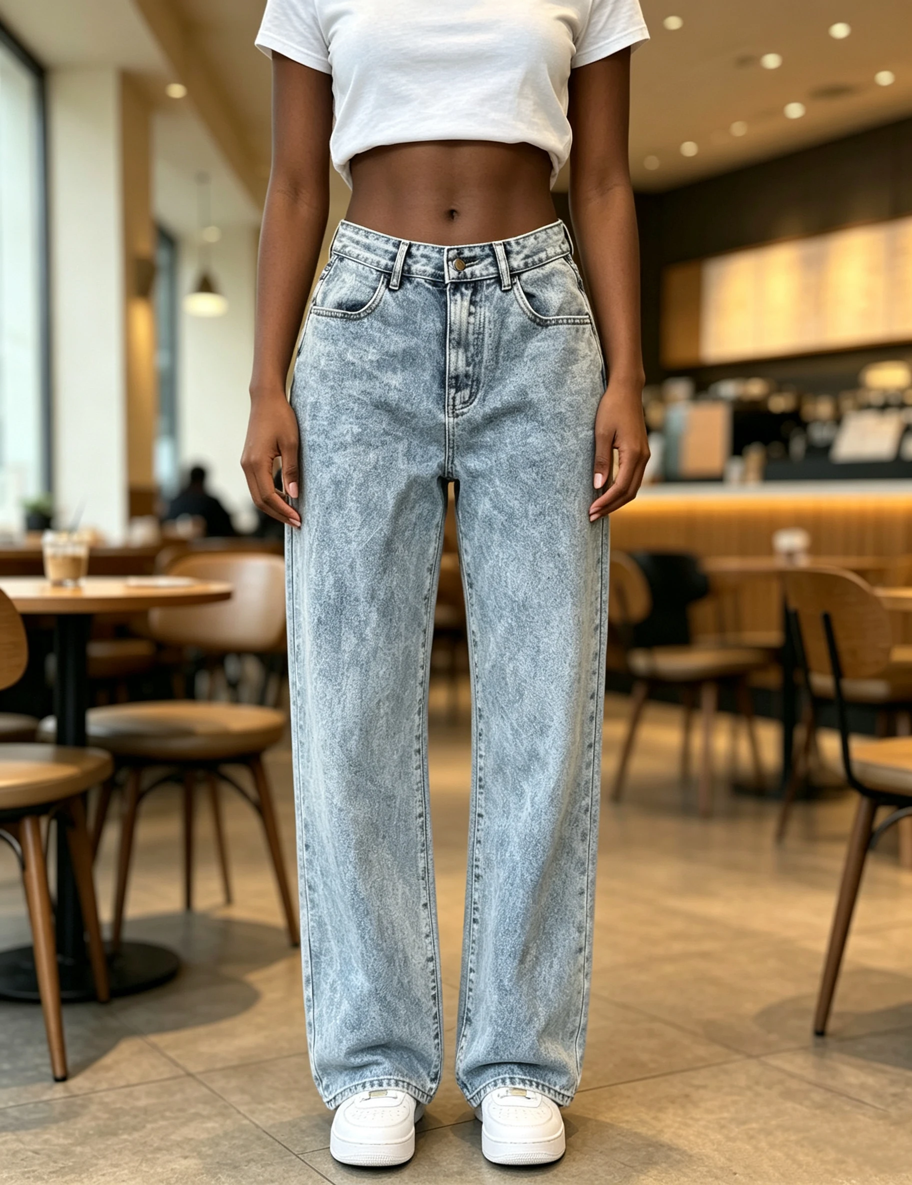 Women's Spring Autumn Light Blue Snow Wash Wide Leg Denim Pants High Waist Loose Drape Vintage Versatile Casual Denim Long Trousers