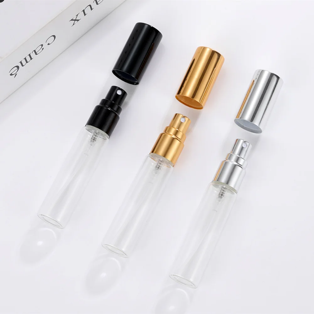 5/10/15ml ขวดน้ําหอมแก้วโปร่งใส Fine Mist สเปรย์ขวด Atomizer Travel ขวดรีฟิลขวดคอนเทนเนอร์เครื่องสําอาง