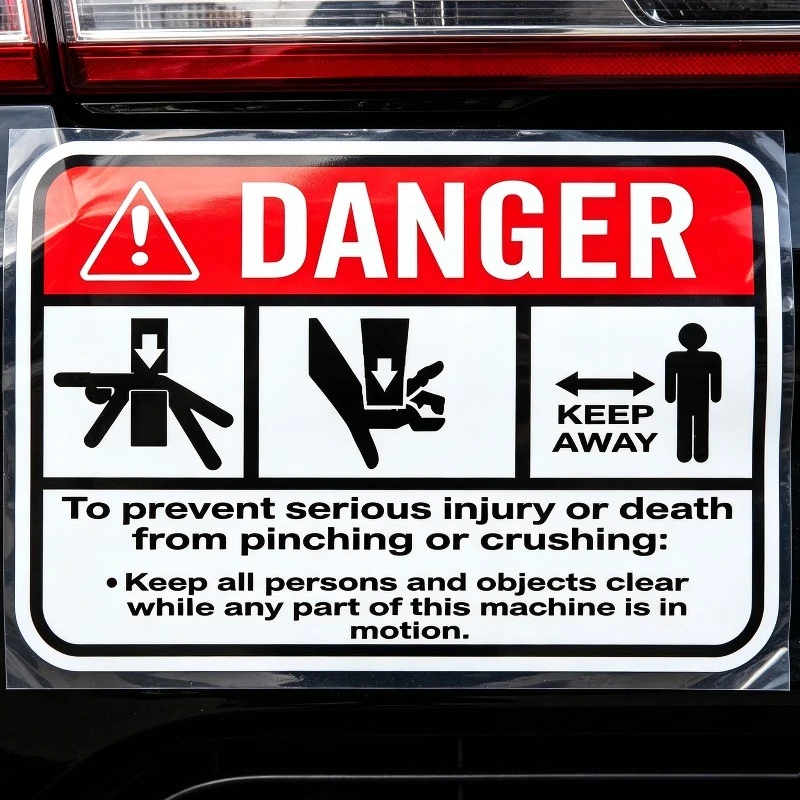 13CM Waterproof Anti Scratch PVC KK Danger Pinch Points Crush Points Warning Safety Machine Labels For Vehicle