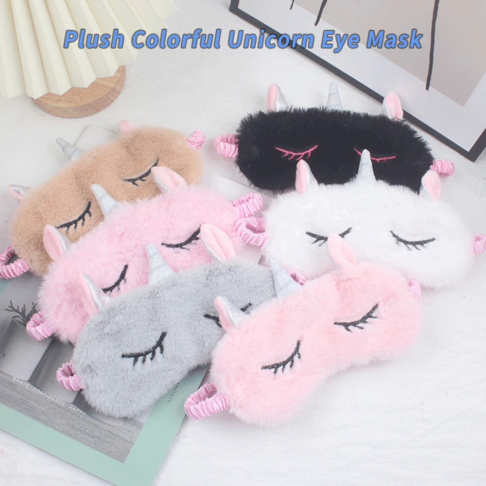 

Cartoon Plush Colorful Unicorn Sleep Eye Mask for Travel Nap Soft Night Dream Sleeping Eye Covers for Boys Girls to Sleep Well