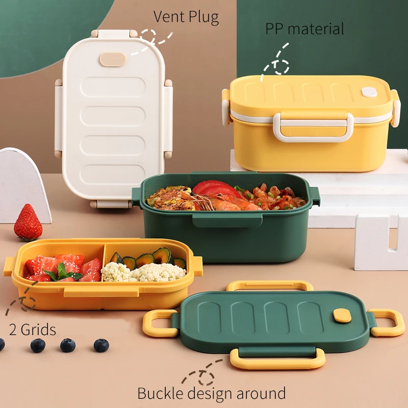 1pc 1000ml/33,8 oz tragbare Lunchbox Behälter 2 Schicht Gitter Salats ch üssel Bento Boxen Salats ch üsseln Lunchbox Lunch Container für fo