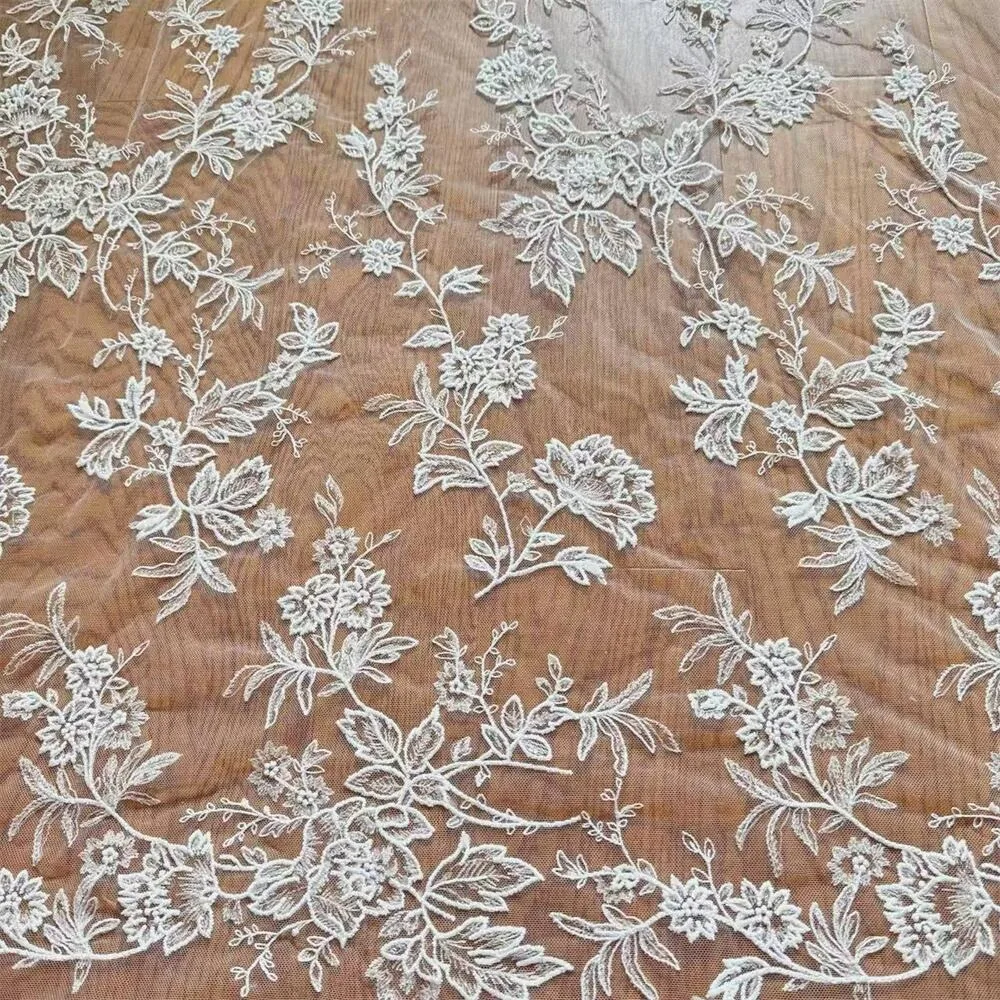 Weicher Blumen-Blatt-Spitzenstoff, Kleine Pailletten Modischer Geschenk-Sommerkleid-Stoff Neu – Detail 7