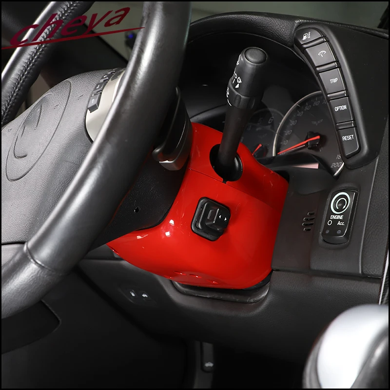 لشروليه كورفيت C6 ZR1 Z06 2005-2013 ABS البلاستيك عجلة القيادة عمود التوجيه قاعدة غطاء ملصق مزخرفة الملحقات