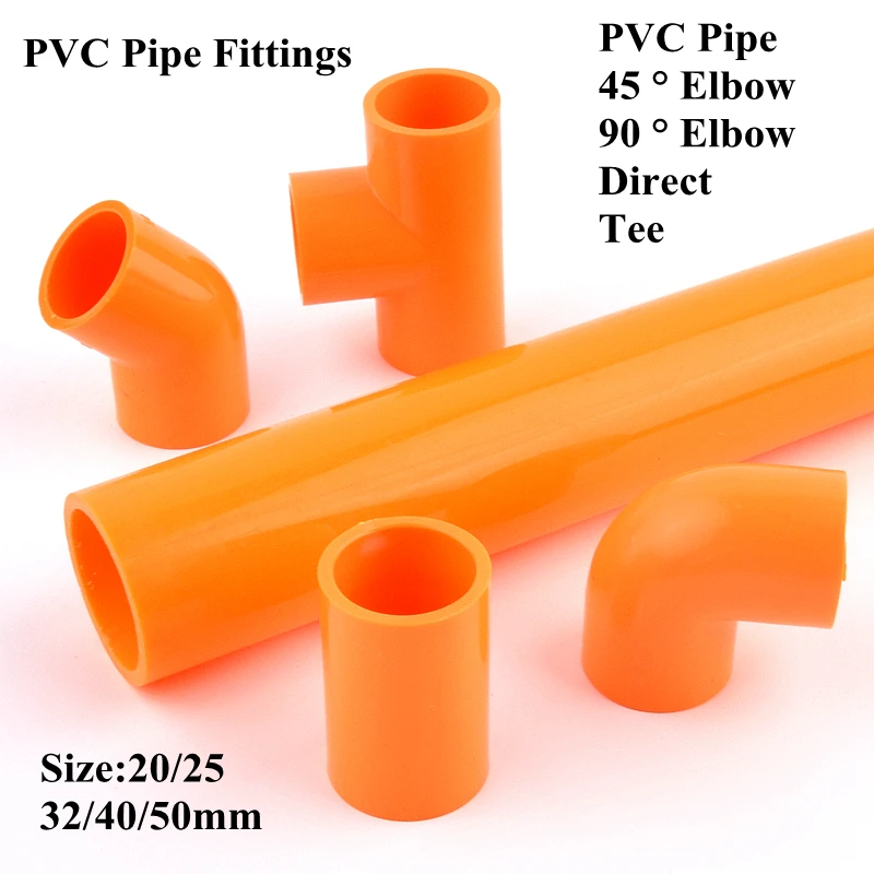 20mm~50mm PVC Pipe Connector Garden Irrigation Water Pipe Fitting Aquarium Pipeline Water Delivery 90° Elbow Direct Tee Joint