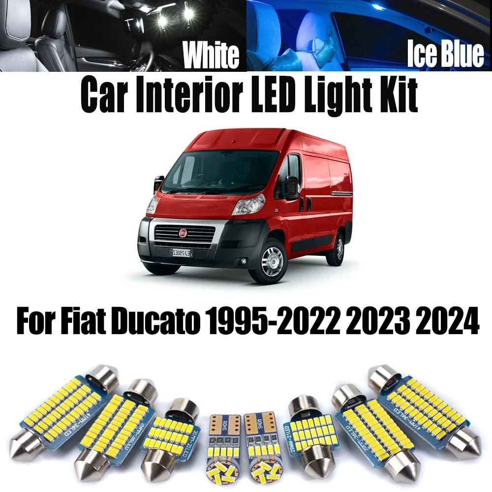 

12 шт. Canbus для Fiat Ducato 1995-2022 2023 2024 автомобильные лампы аксессуары автомобильные светодиодные внутренние багажники для чтения карт купольный светильник комплект