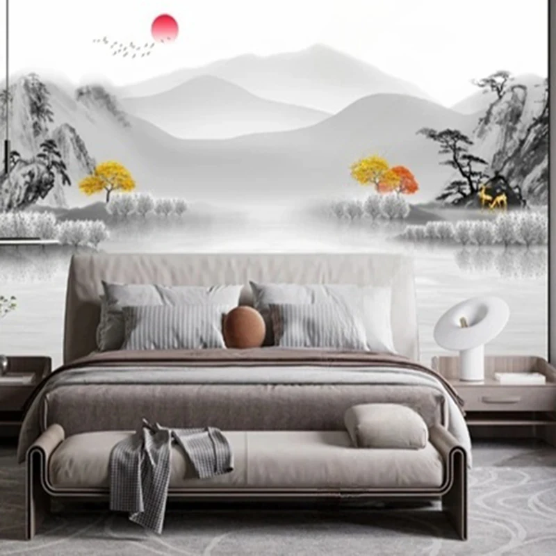 MU8121  Photo Papel De Parede Chinese Artistic Conception Beautiful Lotus Mural Wallpapers For Living Room Bedroom Home Decor