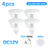 4PCS LED Lights GU3.5 MR16 LED Light Bulbs Spotlight Bulbs 12W 9W 6W 3W LED DC12V GU10 Bombillas MR16 GU5.3 Spot lights For Home