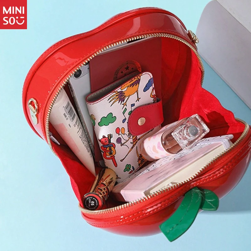 Miniso Creative Apple Shaped Crossbody Bag for Women, Cute Small Phone Purse & Cosmetic Bag
