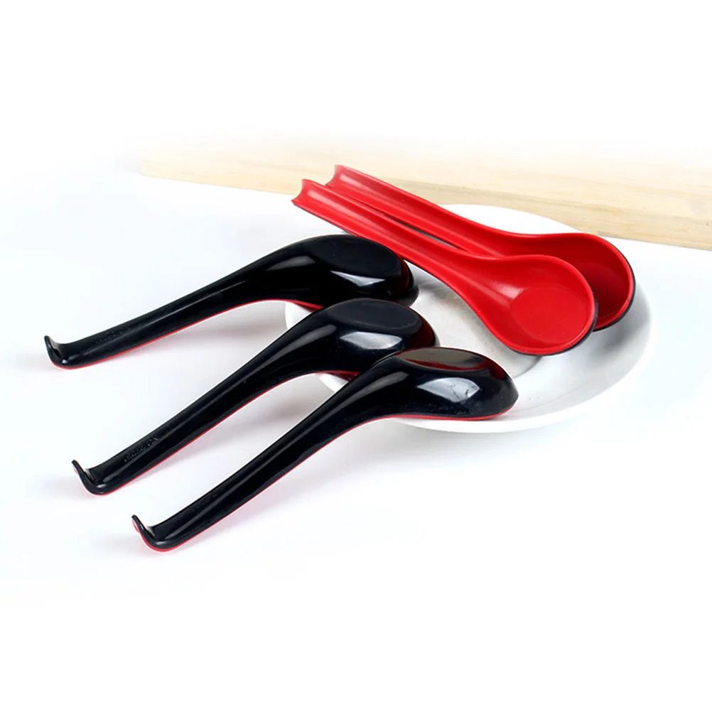 

Ковш из 6 шт., ложки традиционного дизайна, китайский суп, японский стиль, азиатский черный, красный, с длинной ручкой, сервировочный ресторан