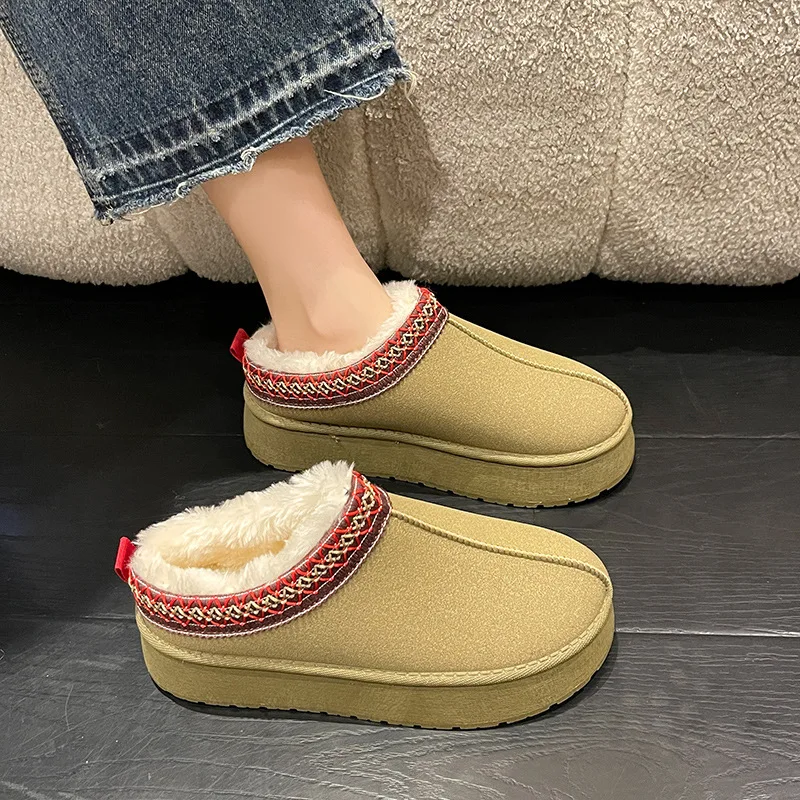 2024 Winter Thick Soled Snow Boots Women Slipper Cashmere Warm Outside Wearing Cotton Shoes Cotton Slipper Chelsea Ankle Boots