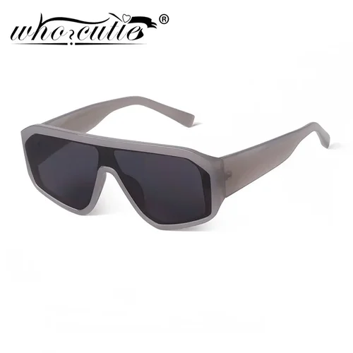 Imagen 1 del producto Gafas de sol cuadradas con lentes de espejo de tendencia para hombre, gafas de sol grandes de diseñador de marca 2025, gafas de sol rectangulares con parte superior plana para mujer UV400