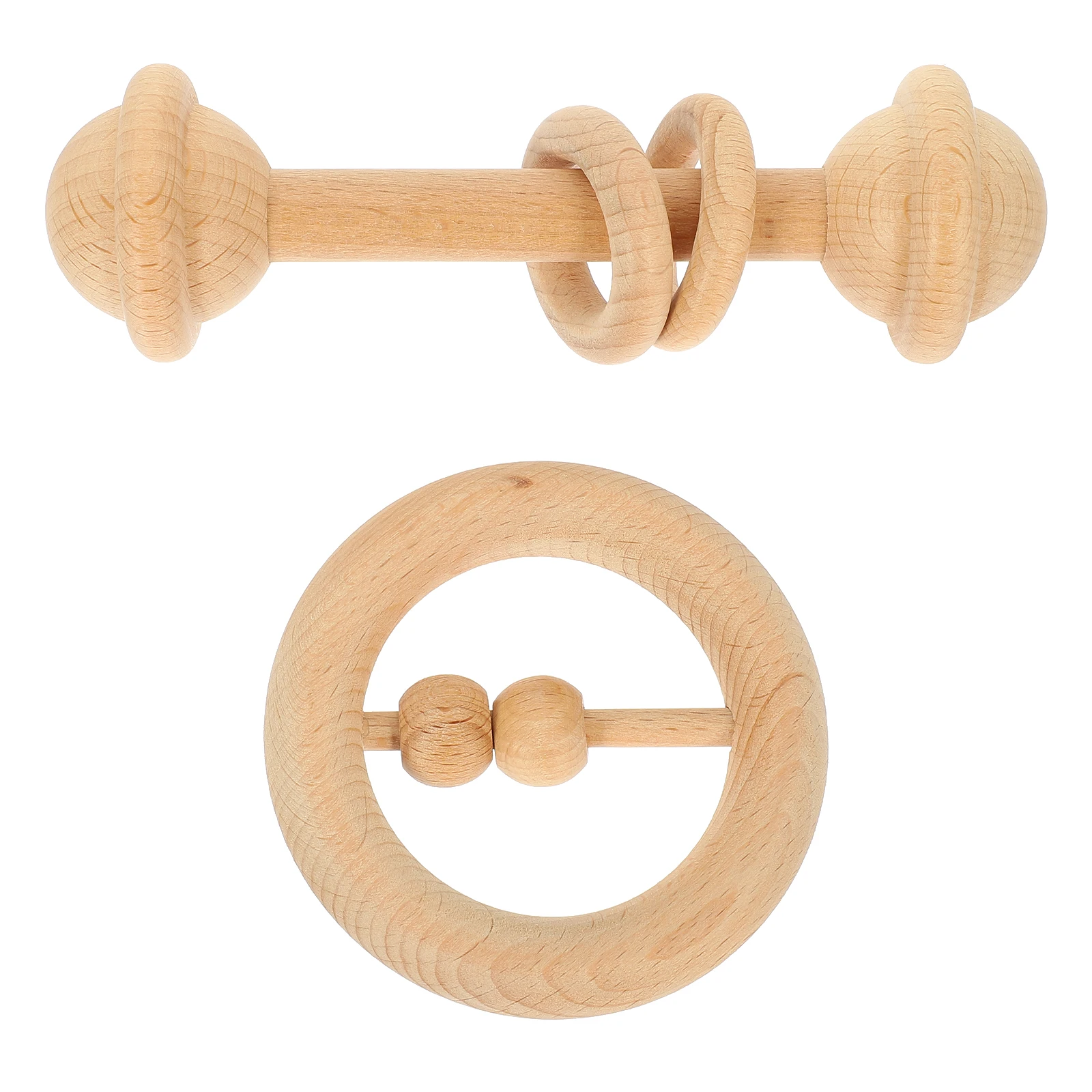 ของเล่นเขย่ามือไม้สำหรับเด็กแรกเกิด 2 ชิ้น ของเล่นกัดสำหรับเด็กทารก พกพาสะดวก เสริมพัฒนาการด้านการรับรู้เสียง ของเล่นเขย่ามือไม้