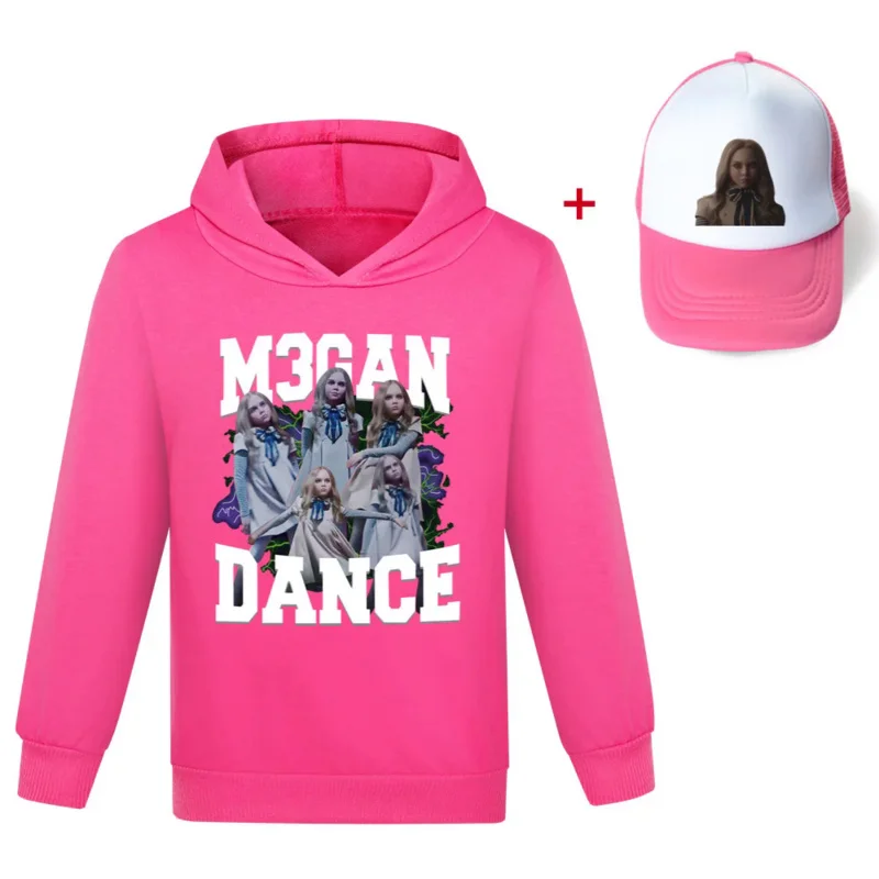 M3GAN DANCE Kids Hoodie Sweatshirt Toddler Girl Spring Autumn Hooded Megan Printed Long Sleeve Shirt Clothes Hat Christmas Gift