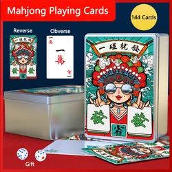 Juego de cartas Mahjong Pokers, juego de cartas de papel de viaje, portátil, impermeable, accesorios para fiesta de reunión familiar, 144 cartas por juego