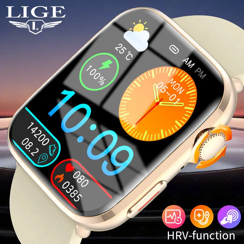 

LIGE 2024 New Smartwatch Women NFC HRV Health Monitor Voice Assistant Wireless Call Watch Women's Health Sport Smart Watches Men