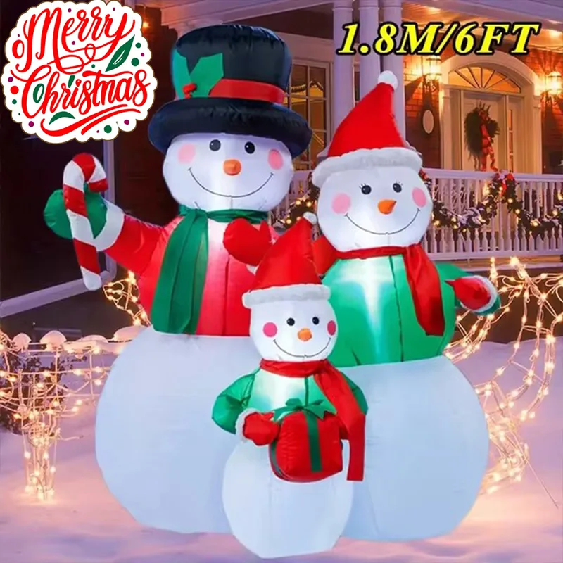 Christmas Inflatable Decorations Toys Happy Snowman Family LED Lights Model Party Yard Props Indoor Outdoor Xmas Decor Props