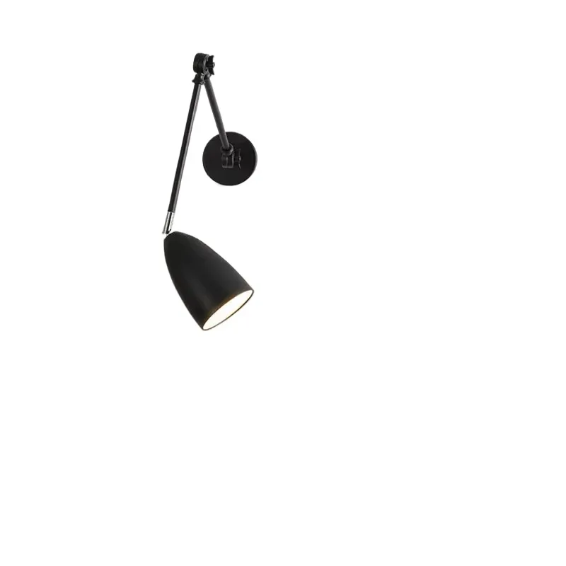 

Minimalist Telescopic Wall Sconce Light Mechanical Arm Lamp Black White Nickel Bedside Sofa Side Bedroom Hotel Modern Lights
