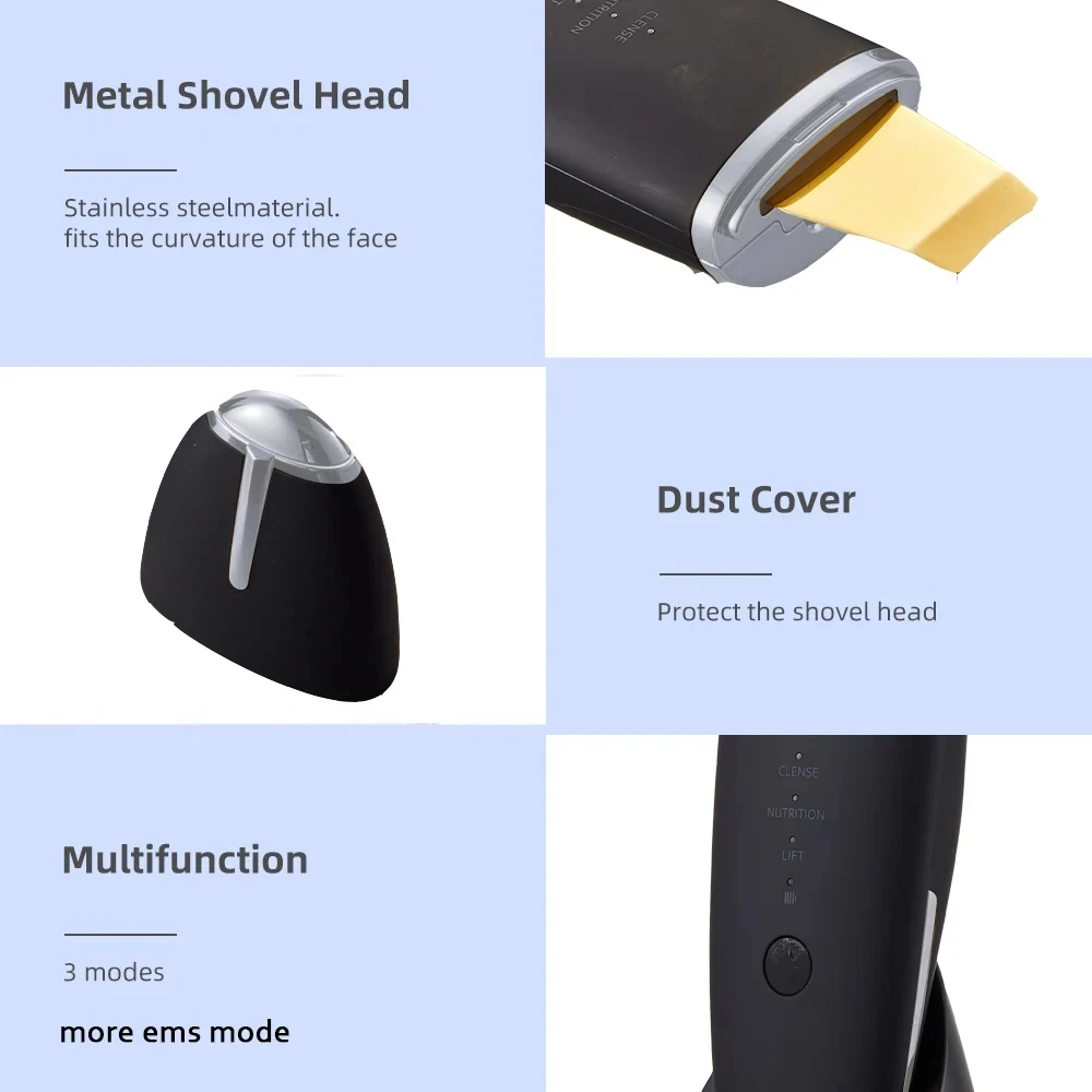 Épurateur de peau à ultrasons, spatule pour le visage, nettoyeur de pores, dissolvant de points noirs, Lifting du visage, Ion, nettoyage en profondeur, dispositif de beauté pour la maison