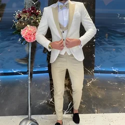 Beige Men's Suit 3 piece Wedding Groom Tuxedo Formal Dress Elegant Men's Suit Custom made XS-5XL Clothes