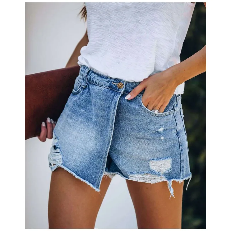 

Fashion High Waist Ripped Straight Denim Pants Y2K Clothes Streetwear Summer Women Casual Short Jeans