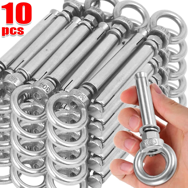 

Heavy Duty Stainless Steel Eye Bolt Screw Hanger Concrete Wall Fixing Ring Expansion Eyebolt Fastener Hammocks Lifting Hooks