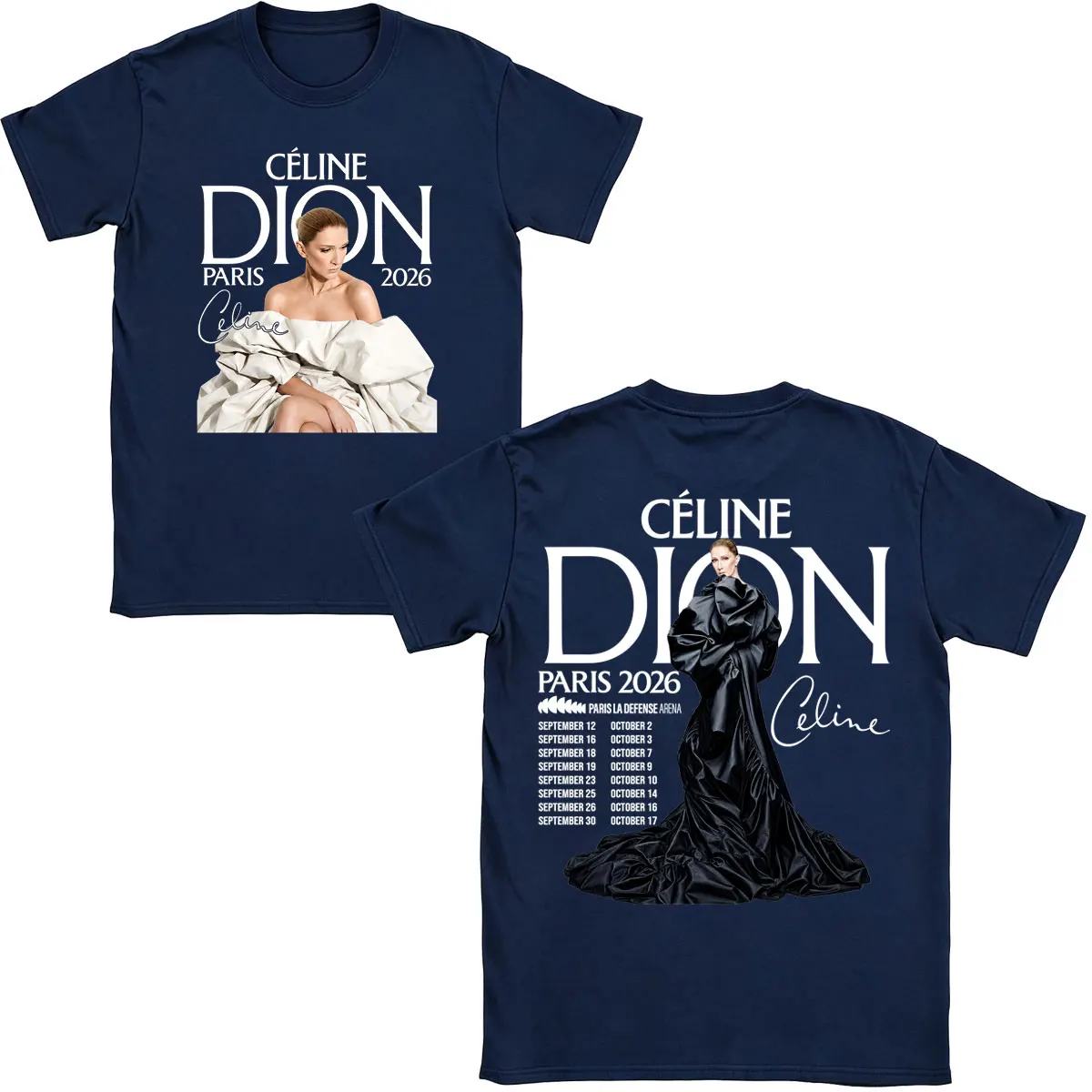 Celine Dion Paris 2026 Tour Date Merch T-shirt Fans Gift Men Women 100% Cotton Casual Oversized Short Sleeve T Shirts Streetwear