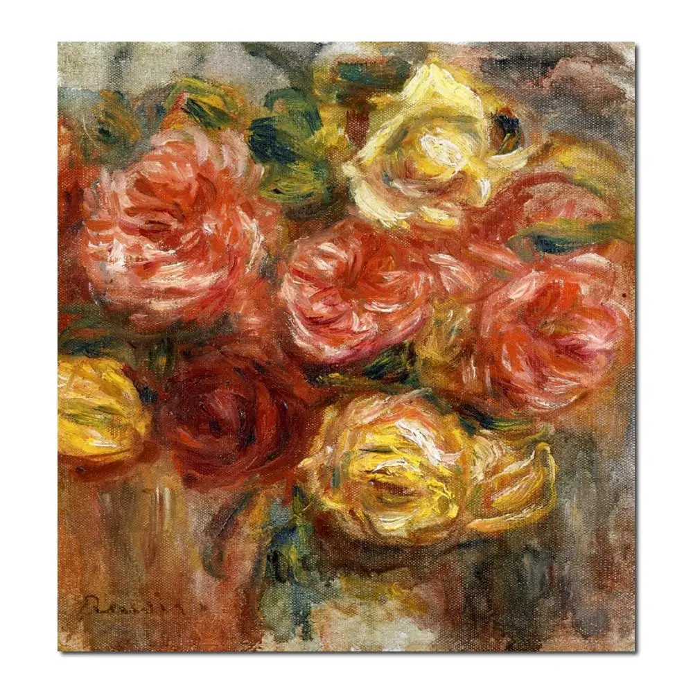 canvas reproductions by Pierre Auguste Renoir Bouquet of Roses in a Vase wall art hand painted High quality