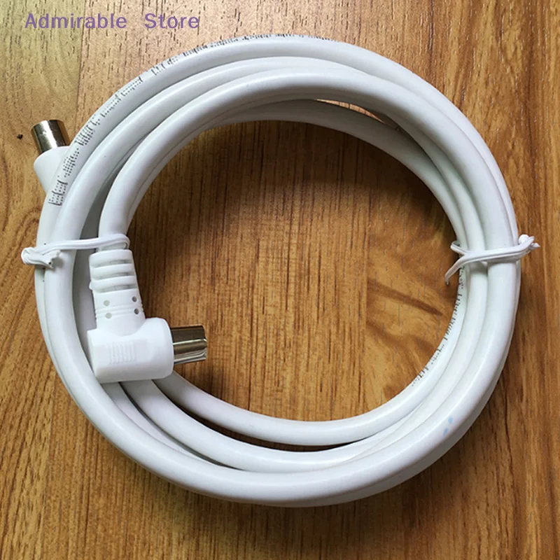 [W]2M Metre Right Angle Angled RF TV Aerial Lead Cable Male to Coax Coaxial White