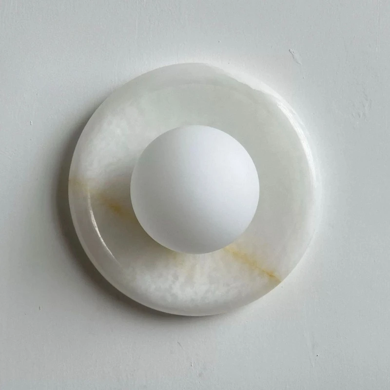 

Wabi Sabi Natural Marble Wall Lamp for Showroom Hotel Living Room Bedroom Bedside Hallway