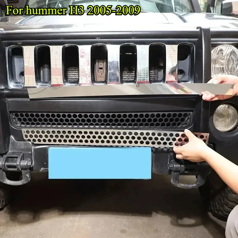 For Hummer H3 2005 2006 2007 2008 2009 Stainless Silver Front Bar Air Inlet Grille trim Sticker Car Modification Accessories