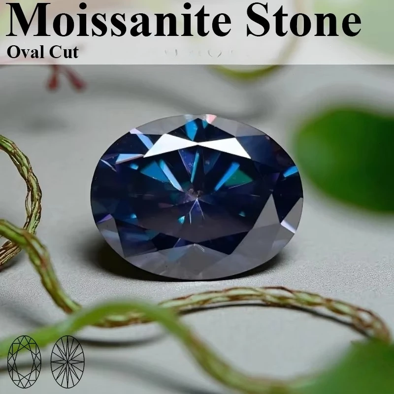 Hochwertige, ovale Moissanit-Steine in Kaiserlila, lose Perlen für die Herstellung von Schmuck, mit Zertifikat. – Detail 4