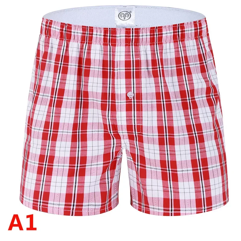 

High Quality Men's Boxer Shorts, 100% Woven Cotton, Plaid Combed Underwear, Loose Breathable Oversize Boxers for Men