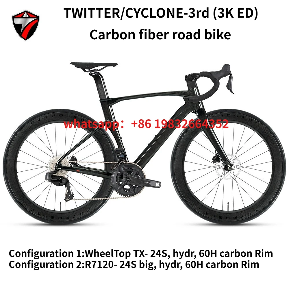 

TWITTER new CYCLONE-3rd (3K ED) all carbon fiber road bicycle hydraulic disc brake 700 * 28C carbon wheel set 60mm frame height