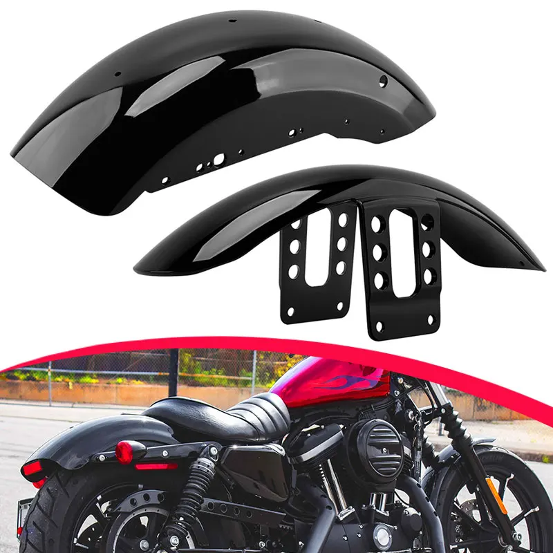 Motorcycle Front Mudguard Rear Fender Guard Cover Gloss Black For Harley Sportster Iron 1200 XL 883 XL1200 48 72 2004-up