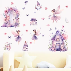 Cartoon Princess Fantasy Castle Wall Stickers with Winged Elf Stickers Children's Room Girl's Room Decoration Mural Art Poster