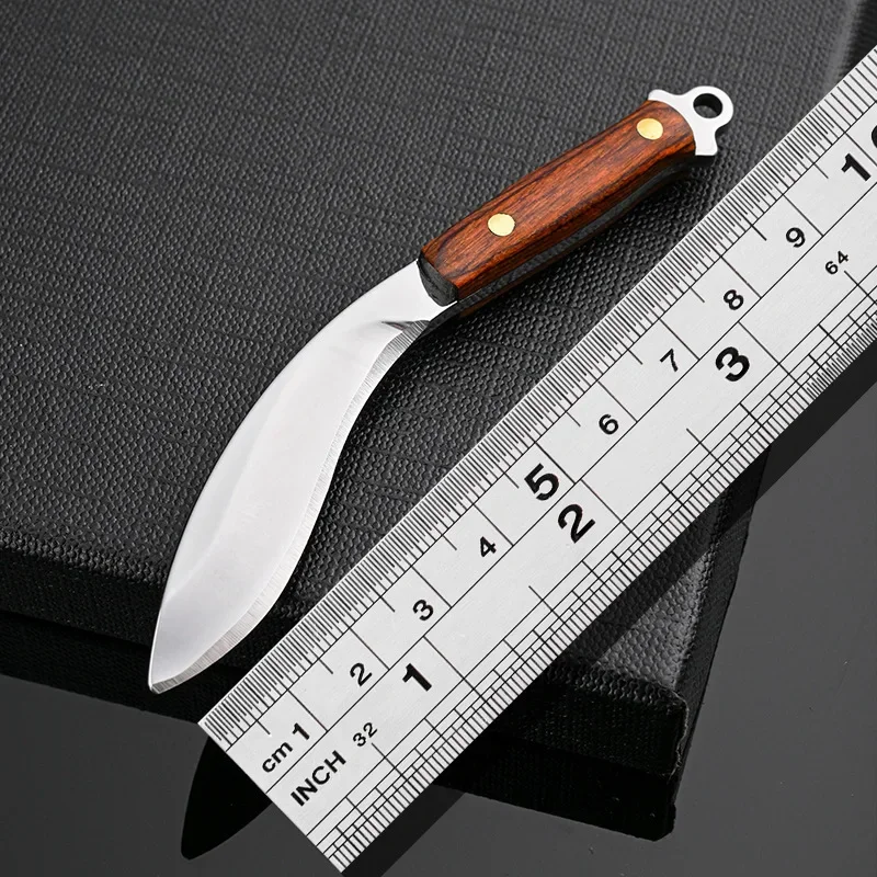 Mini High Hardness Stainless Steel Small Knife Outdoor Camping Portable Fruit Unboxing Knife Convenient Dog Leg Bending Knife