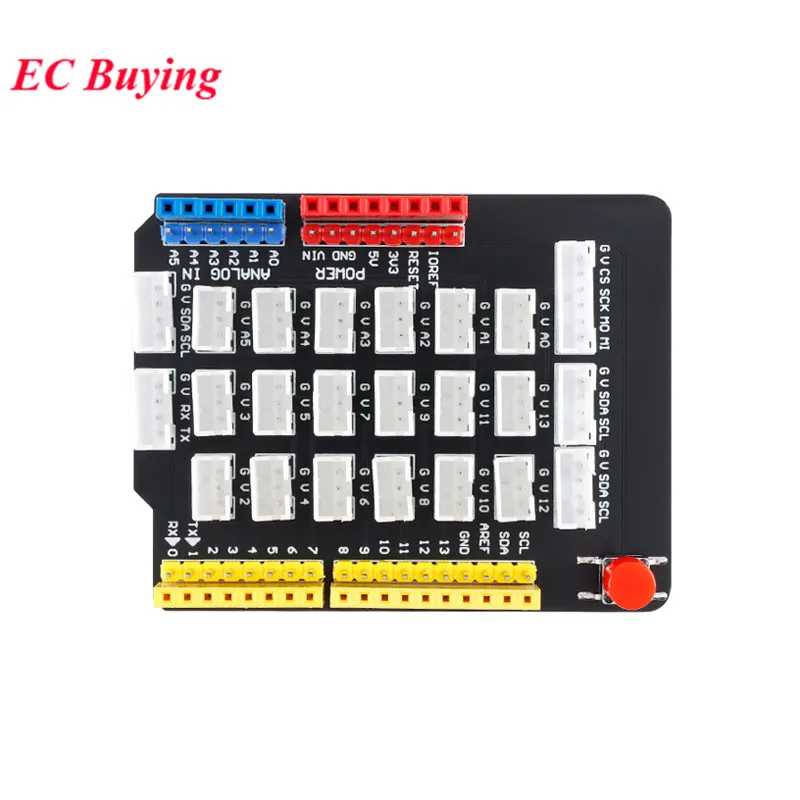 Sensor Shield Adapter Plate Expansion Board Module For Arduino R3 with Reset Button IIC I2C UART PH2.0 Port DIY Electronic